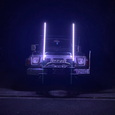 5ft LED Whiplights on road colour white